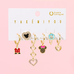 yakemiyou fashion animal heart shape flower copper artificial pearls zircon earrings in bulk By Trendy Jewels