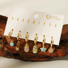 1 Set Yakemiyou Casual Beetles Flower Shoe Enamel Inlay Copper Zircon 14K Gold Plated Drop Earrings By Trendy Jewels
