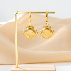 1 Pair Elegant Cute Shell Plating 304 Stainless Steel 18K Gold Plated Drop Earrings By Trendy Jewels