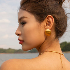 1 Pair IG Style Simple Style Round Stainless Steel 18K Gold Plated Ear Studs By Trendy Jewels