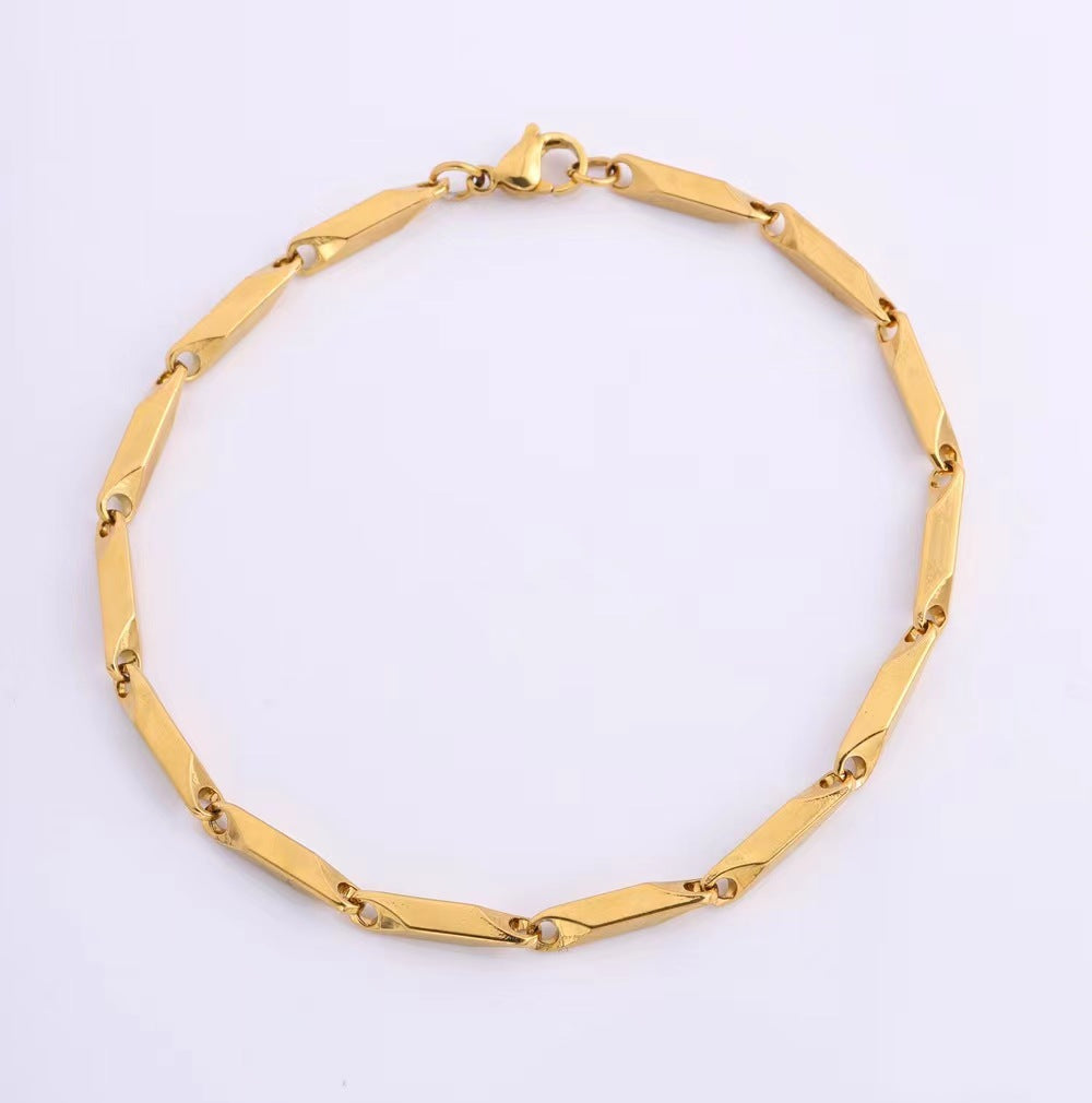 Hip-Hop Streetwear Solid Color Titanium Steel 18K Gold Plated Unisex Bracelets By Trendy Jewels