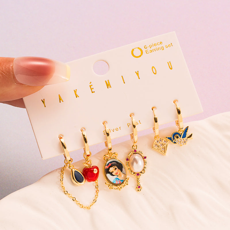 cute cartoon mermaid copper 14k gold plated zircon drop earrings in bulk By Trendy Jewels