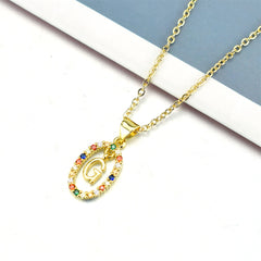 simple style letter stainless steel plating inlay zircon pendant necklace By Trendy Jewels