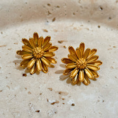 1 pair ig style sweet simple style flower plating titanium steel 18k gold plated ear studs By Trendy Jewels