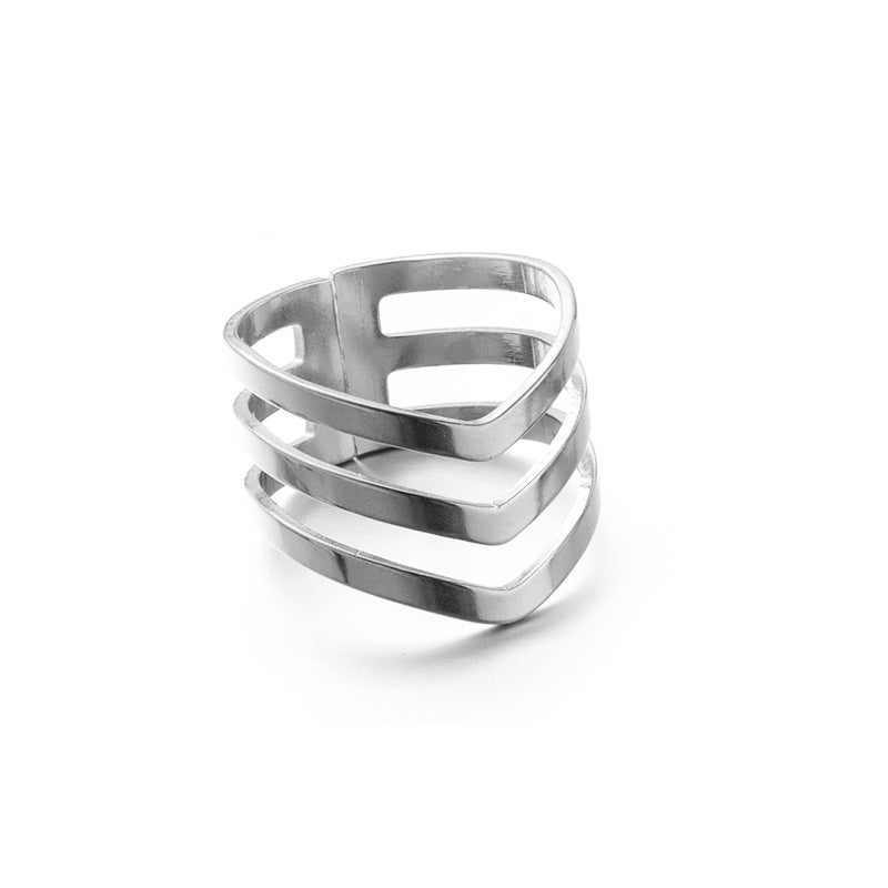 simple style geometric stainless steel open rings By Trendy Jewels