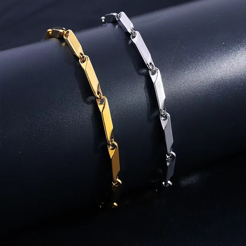 Hip-Hop Streetwear Solid Color Titanium Steel 18K Gold Plated Unisex Bracelets By Trendy Jewels