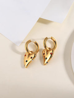 1 Pair Elegant Lady Heart Shape Inlay Stainless Steel Pearl Zircon 18K Gold Plated Drop Earrings By Trendy Jewels