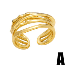 simple style solid color copper plating 18k gold plated open rings By Trendy Jewels