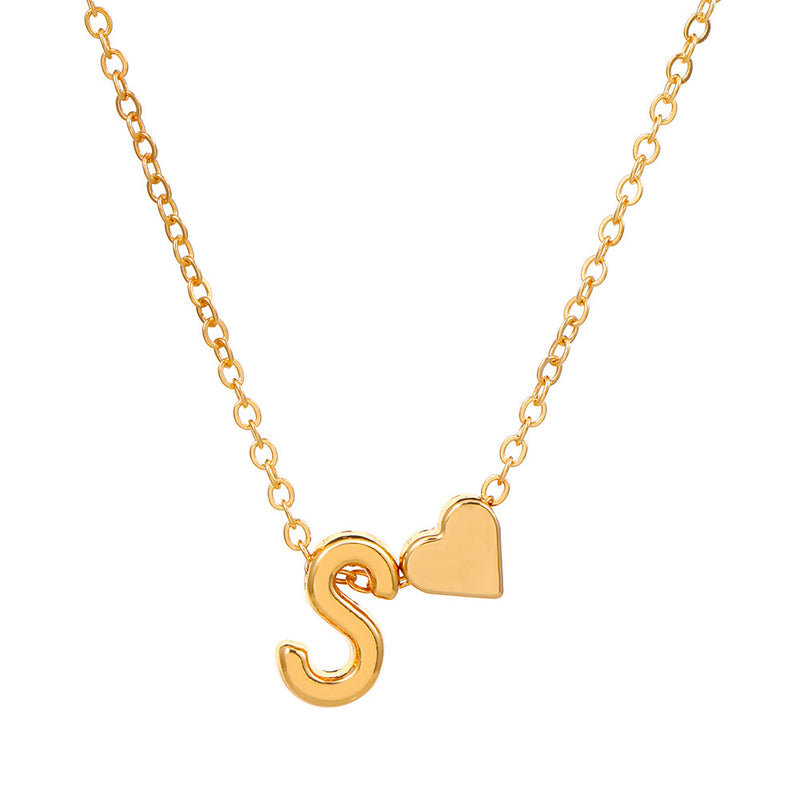 fashion love 26 english alphabet simple alloy necklace nhdp148728 By Trendy Jewels