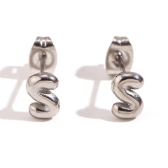 1 pair basic classic style letter plating stainless steel 18k gold plated ear studs By Trendy Jewels