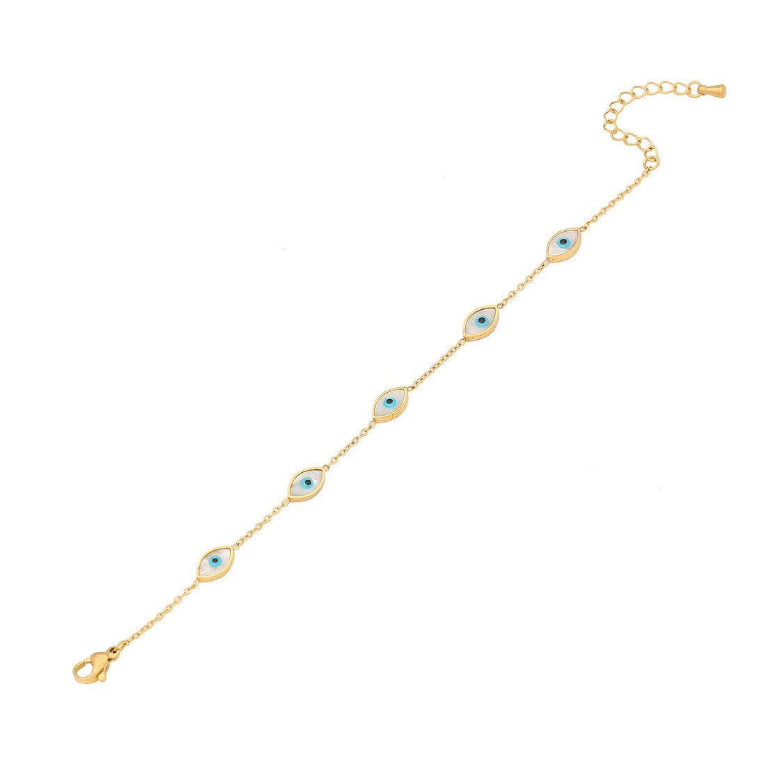 304 Stainless Steel 18K Gold Plated Elegant Simple Style Enamel Eye Bracelets Necklace By Trendy Jewels