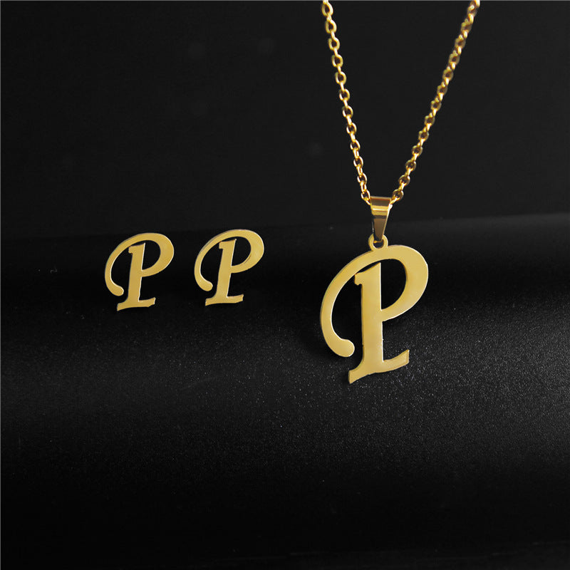 simple style letter stainless steel polishing no inlaid By Trendy Jewels