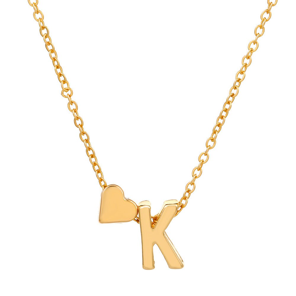 fashion love 26 english alphabet simple alloy necklace nhdp148728 By Trendy Jewels