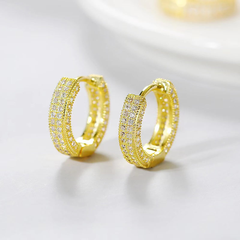 1 pair classic style shiny round plating inlay brass zircon gold plated platinum plated earrings By Trendy Jewels