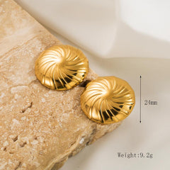 1 Pair Casual Solid Color 304 Stainless Steel 18K Gold Plated Ear Studs By Trendy Jewels
