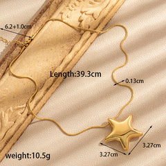 304 Stainless Steel 18K Gold Plated French Style Simple Style Star Earrings Necklace By Trendy Jewels