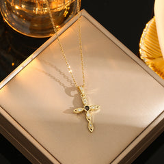 Stainless Steel Gold Plated Silver Plated Casual Commute Cross Inlay Zircon Pendant Necklace By Trendy Jewels