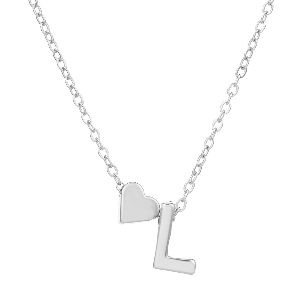 fashion love 26 english alphabet simple alloy necklace nhdp148728 By Trendy Jewels