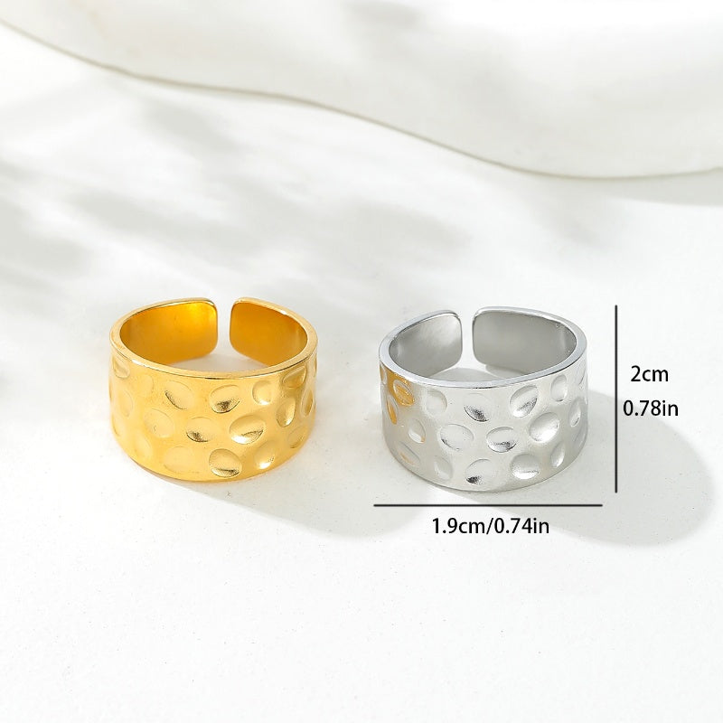 Stainless Steel 18K Gold Plated Simple Style Solid Color Open Rings By Trendy Jewels