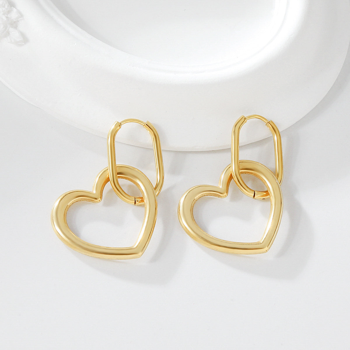 1 Pair Simple Style Artistic Heart Shape Stainless Steel Drop Earrings By Trendy Jewels