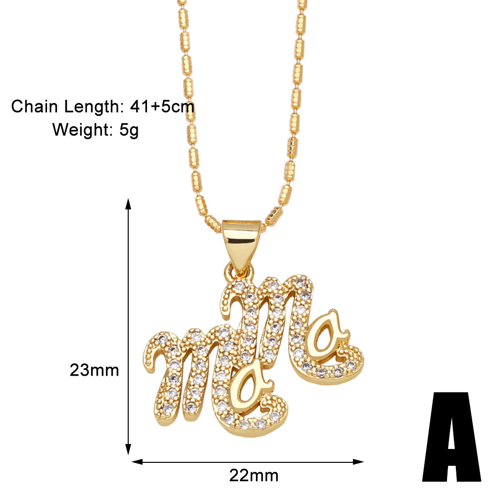 Copper 18K Gold Plated Simple Style Classic Style Plating Inlay Letter Zircon Pendant Necklace By Trendy Jewels