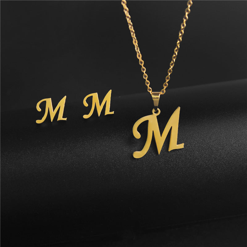 simple style letter stainless steel polishing no inlaid By Trendy Jewels