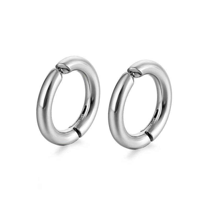 1 pair simple style round stainless steel ear clips By Trendy Jewels