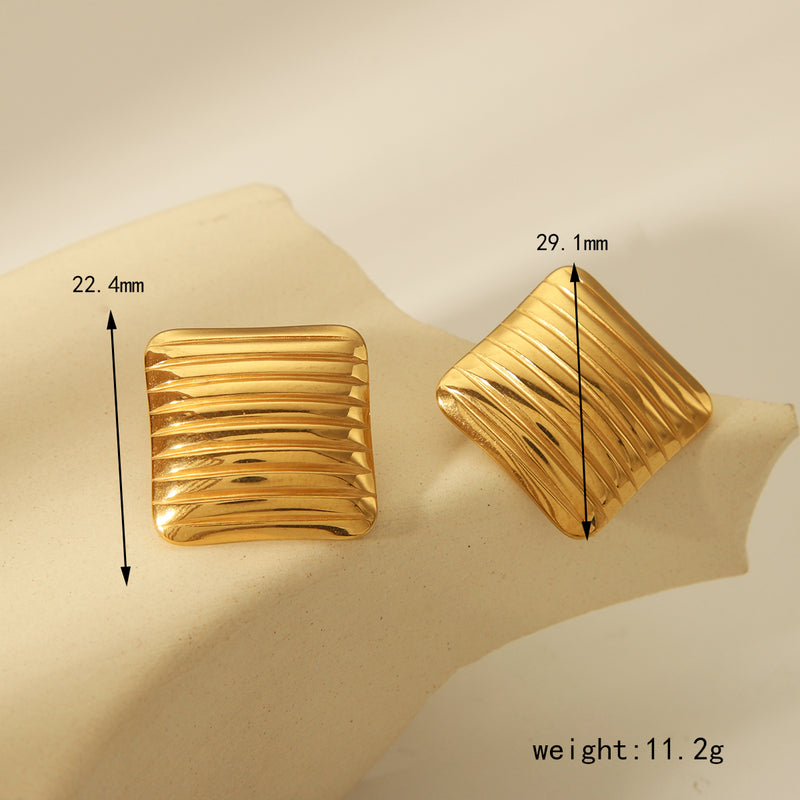 1 Pair Simple Style Commute Geometric 304 Stainless Steel 18K Gold Plated Ear Studs By Trendy Jewels