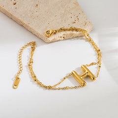 ig style simple style letter stainless steel plating 18k gold plated bracelets By Trendy Jewels