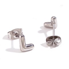 1 pair basic classic style letter plating stainless steel 18k gold plated ear studs By Trendy Jewels