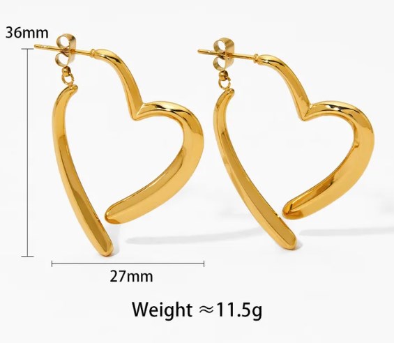 1 Pair Vintage Style Heart Shape Plating 304 Stainless Steel 16K Gold Plated White Gold Plated Gold Plated Drop Earrings By Trendy Jewels