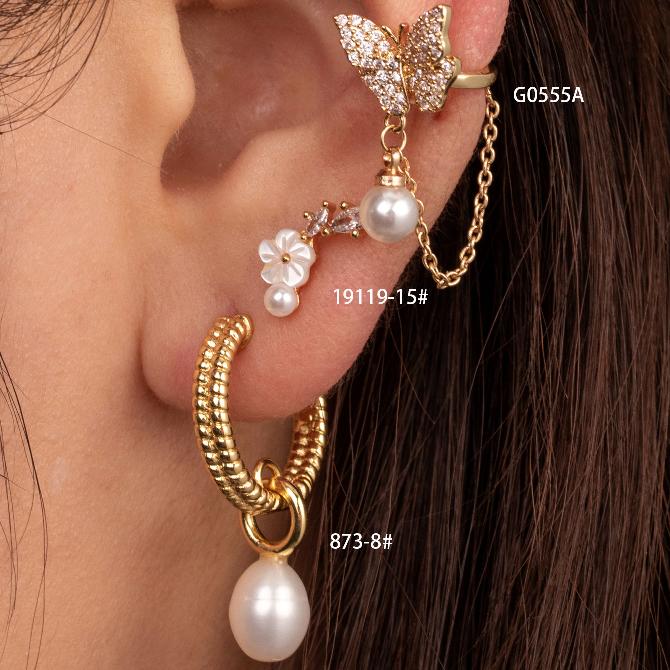 1 Piece Simple Style Pearl Flower Butterfly Inlay Stainless Steel Copper Pearl Zircon Ear Studs By Trendy Jewels