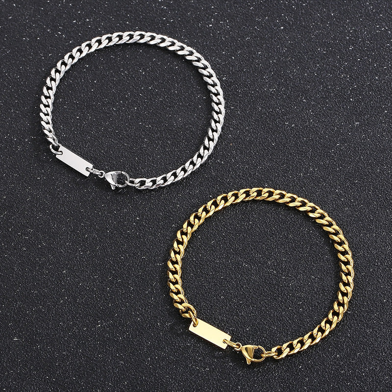 simple style streetwear geometric titanium steel men's bracelets necklace By Trendy Jewels