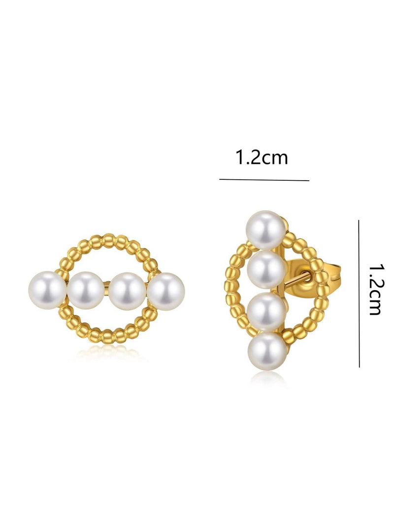 1 Pair Simple Style Classic Style Solid Color Inlay Stainless Steel Pearl Ear Studs By Trendy Jewels
