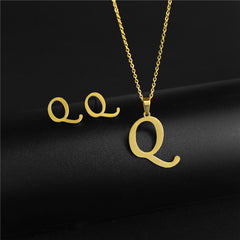 simple style letter stainless steel polishing no inlaid By Trendy Jewels