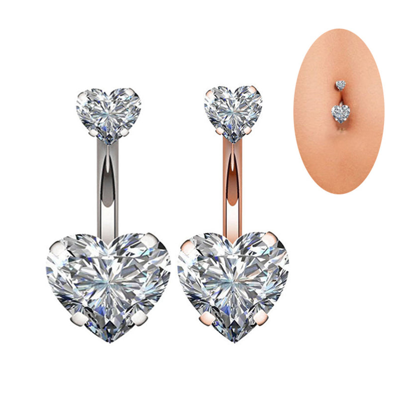 new zircon double heart-shaped navel nails creative piercing jewelry By Trendy Jewels