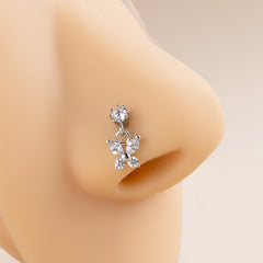 1 piece fashion butterfly stainless steel inlaid zircon nose studs By Trendy Jewels