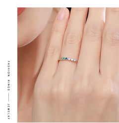 cute rainbow sterling silver plating inlay zircon 14k gold plated rhodium plated rings By Trendy Jewels