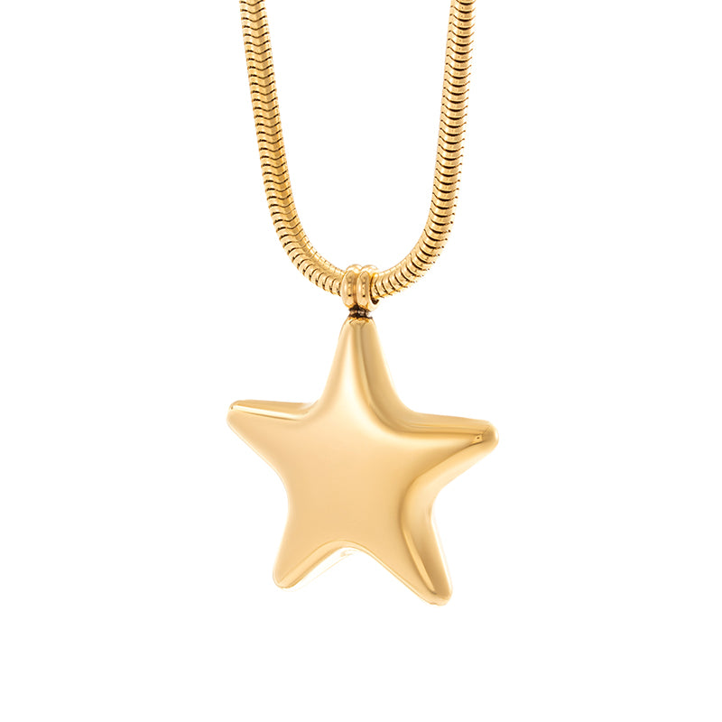 304 Stainless Steel 18K Gold Plated French Style Simple Style Star Earrings Necklace By Trendy Jewels