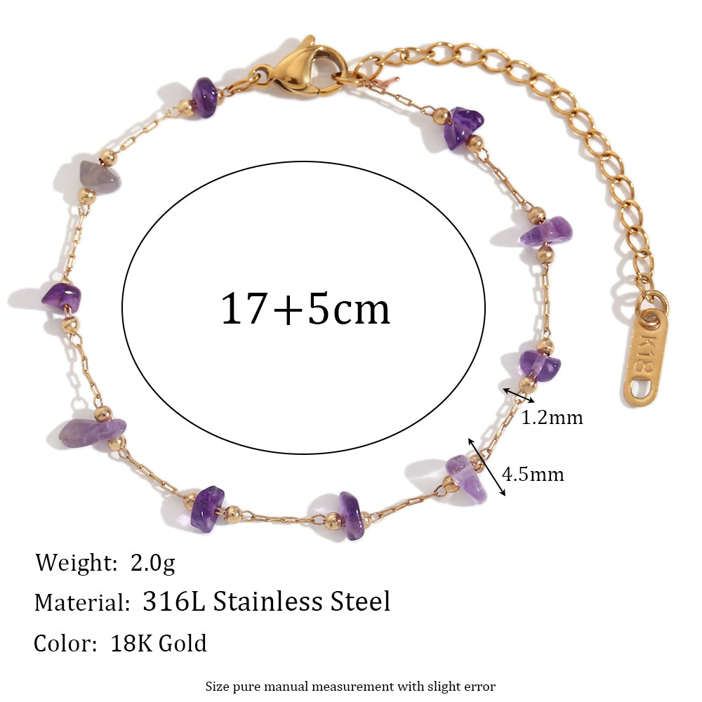 Stainless Steel natural stone 18K Gold Plated Elegant Basic Classic Style Irregular Plating Bracelets Necklace By Trendy Jewels