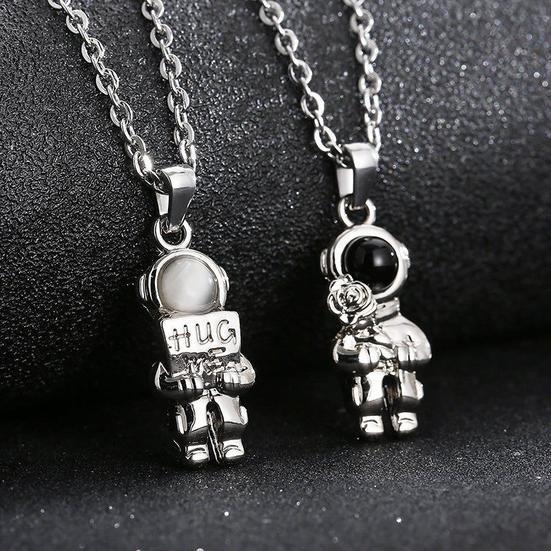 casual simple style astronaut stainless steel inlay artificial gemstones sweater chain By Trendy Jewels