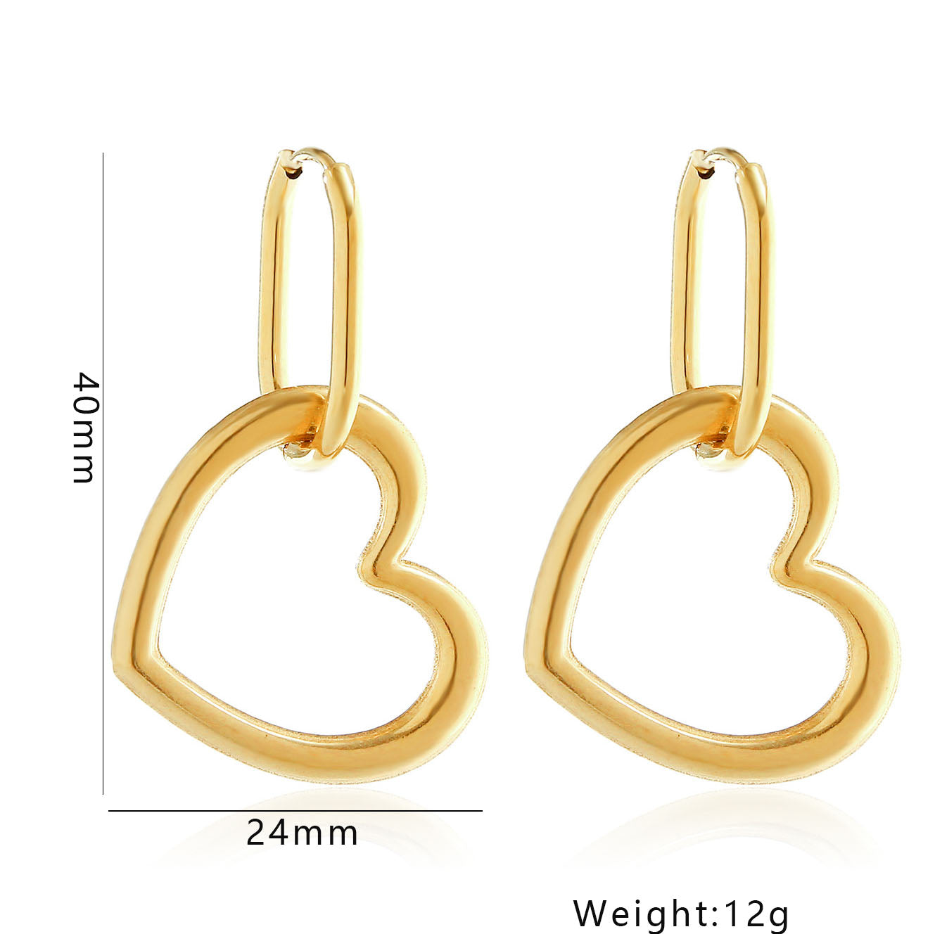 1 Pair Simple Style Artistic Heart Shape Stainless Steel Drop Earrings By Trendy Jewels