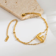 ig style simple style letter stainless steel plating 18k gold plated bracelets By Trendy Jewels