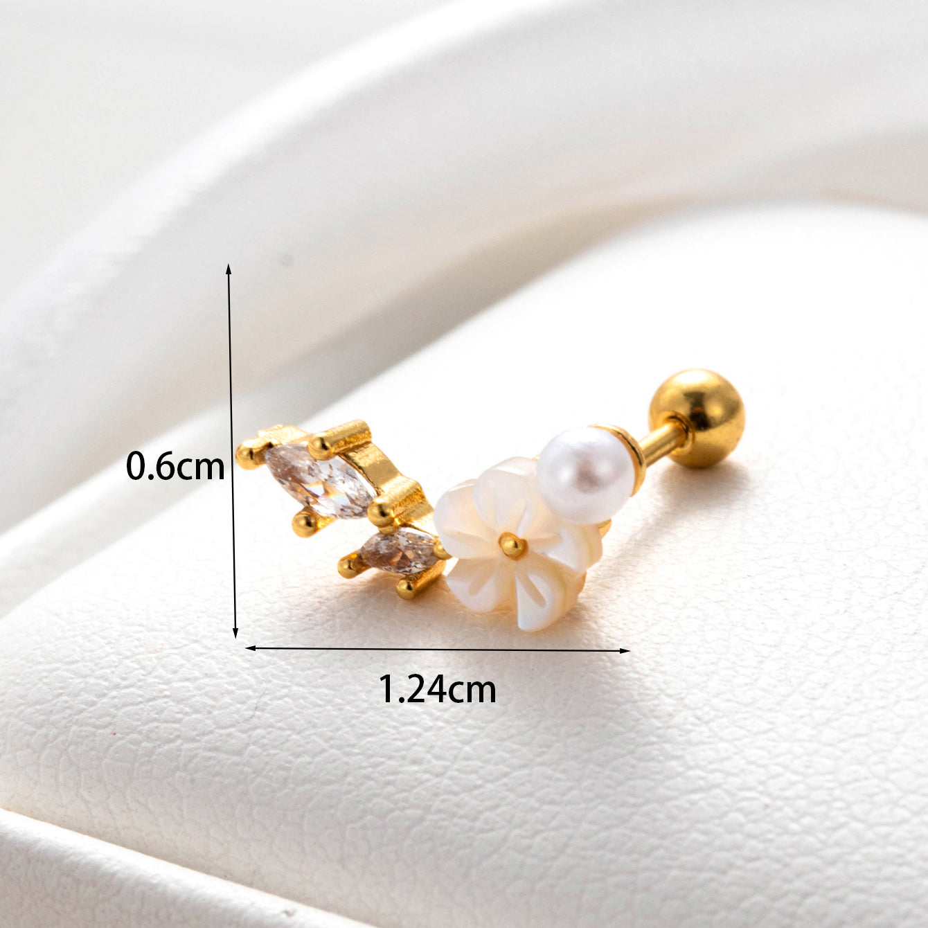 1 Piece Simple Style Pearl Flower Butterfly Inlay Stainless Steel Copper Pearl Zircon Ear Studs By Trendy Jewels