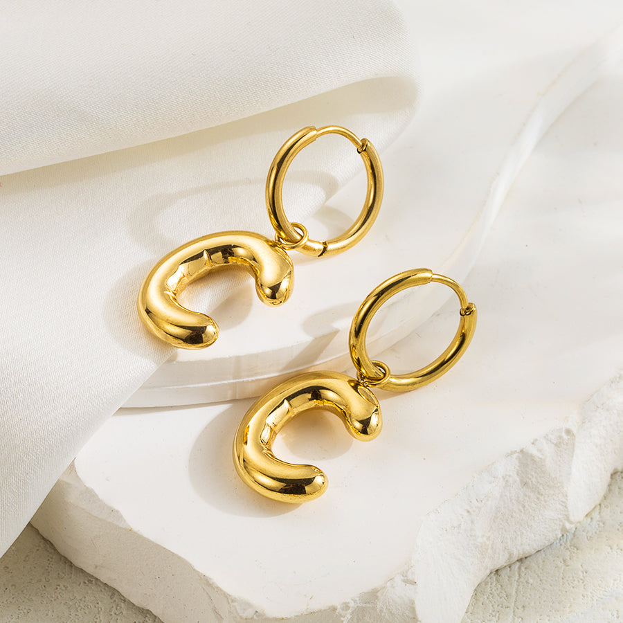 1 pair simple style letter plating stainless steel 18k gold plated ear clip By Trendy Jewels