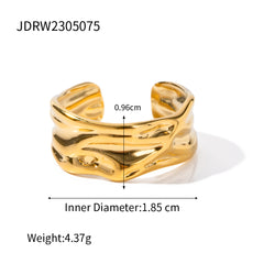 ig style irregular stainless steel 18k gold plated open ring in bulk By Trendy Jewels