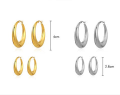 1 pair vintage style geometric solid color plating titanium steel 18k gold plated hoop earrings By Trendy Jewels