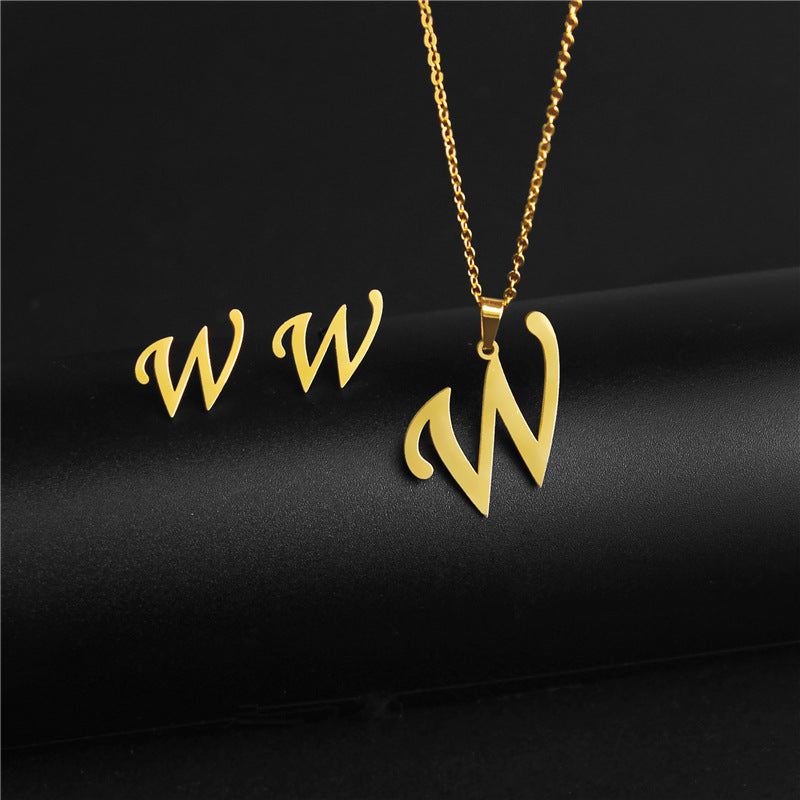 simple style letter stainless steel polishing no inlaid By Trendy Jewels