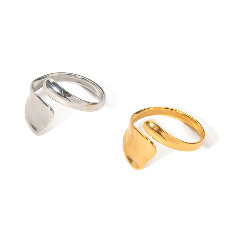 ins style streetwear geometric stainless steel asymmetrical open ring By Trendy Jewels