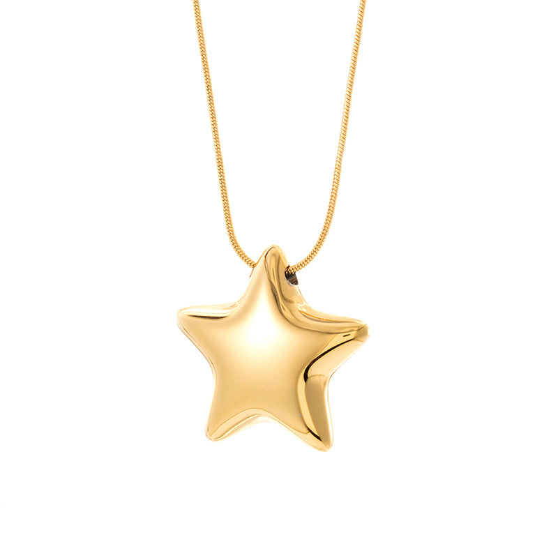 304 Stainless Steel 18K Gold Plated French Style Simple Style Star Earrings Necklace By Trendy Jewels